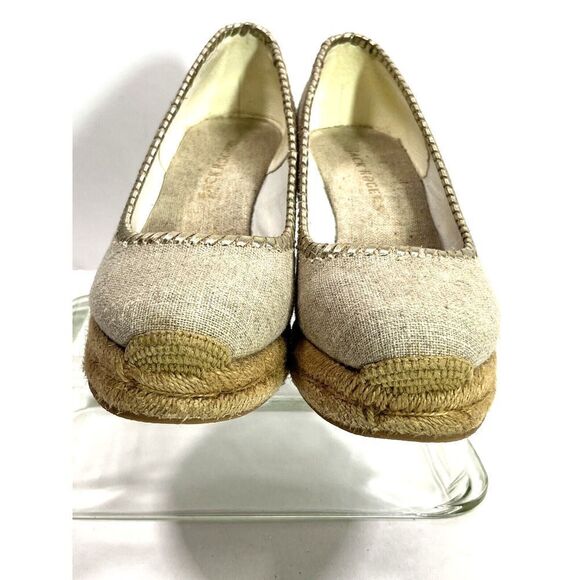 Jack Rogers Palmer Closed Toe Canvas Espadrille Wedge Size 9 Gold Tan - Picture 4 of 16